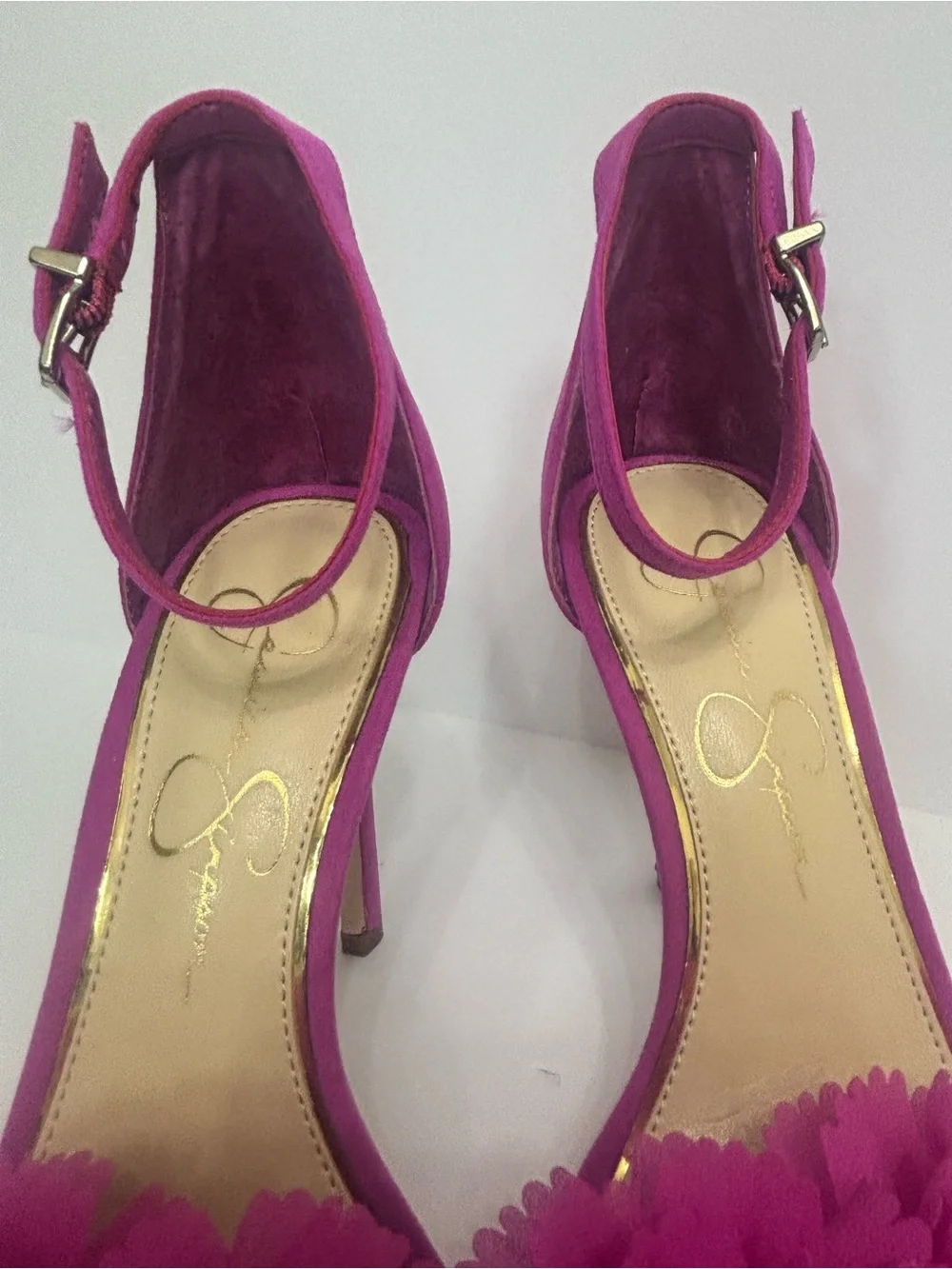Jessica Simpson Hot Pink Floral Open-Toe Ankle-Strap Heels